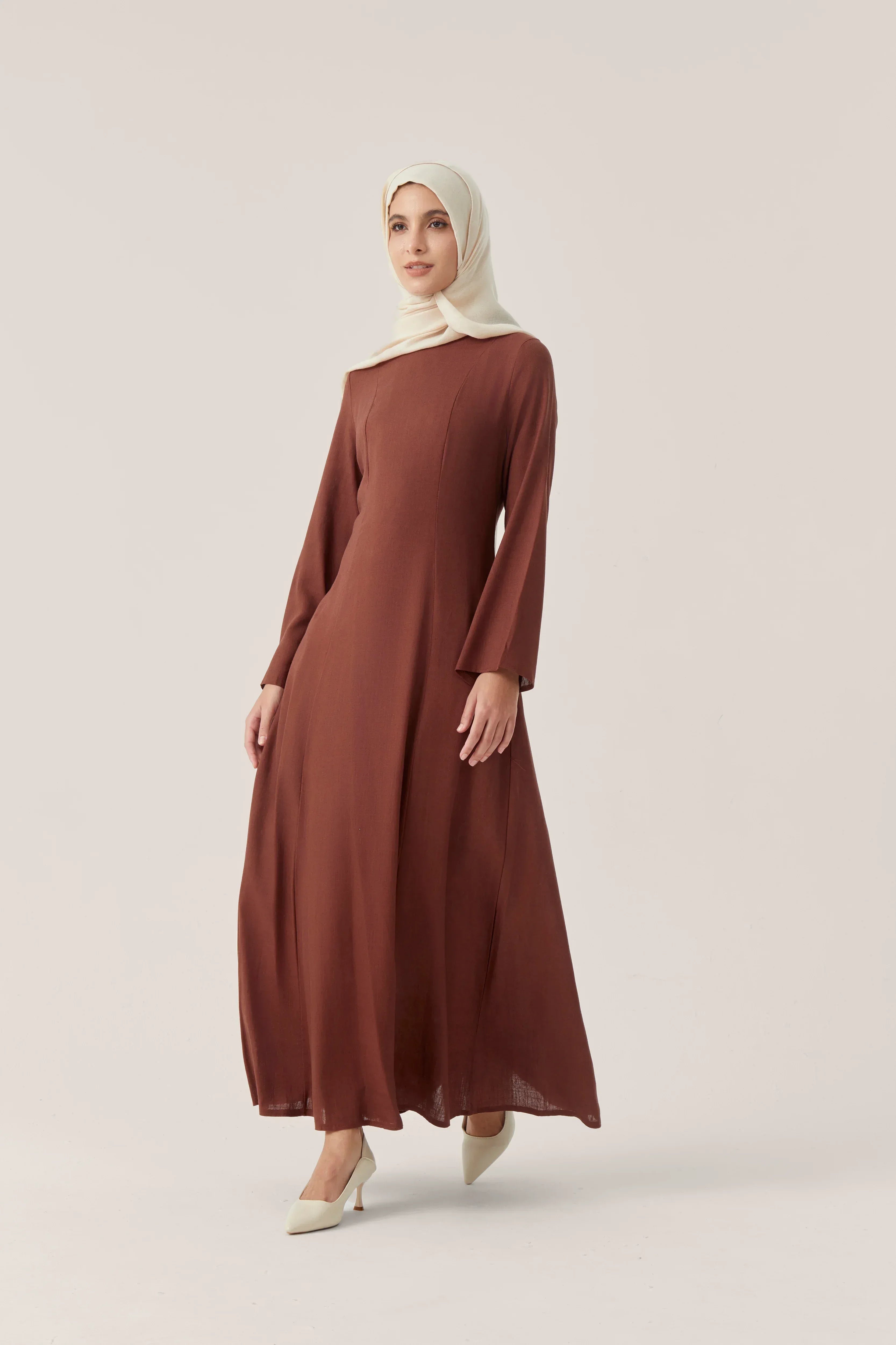 Lace-Up Linen Abaya – Linen Modest Dress for Women – Zailarah
