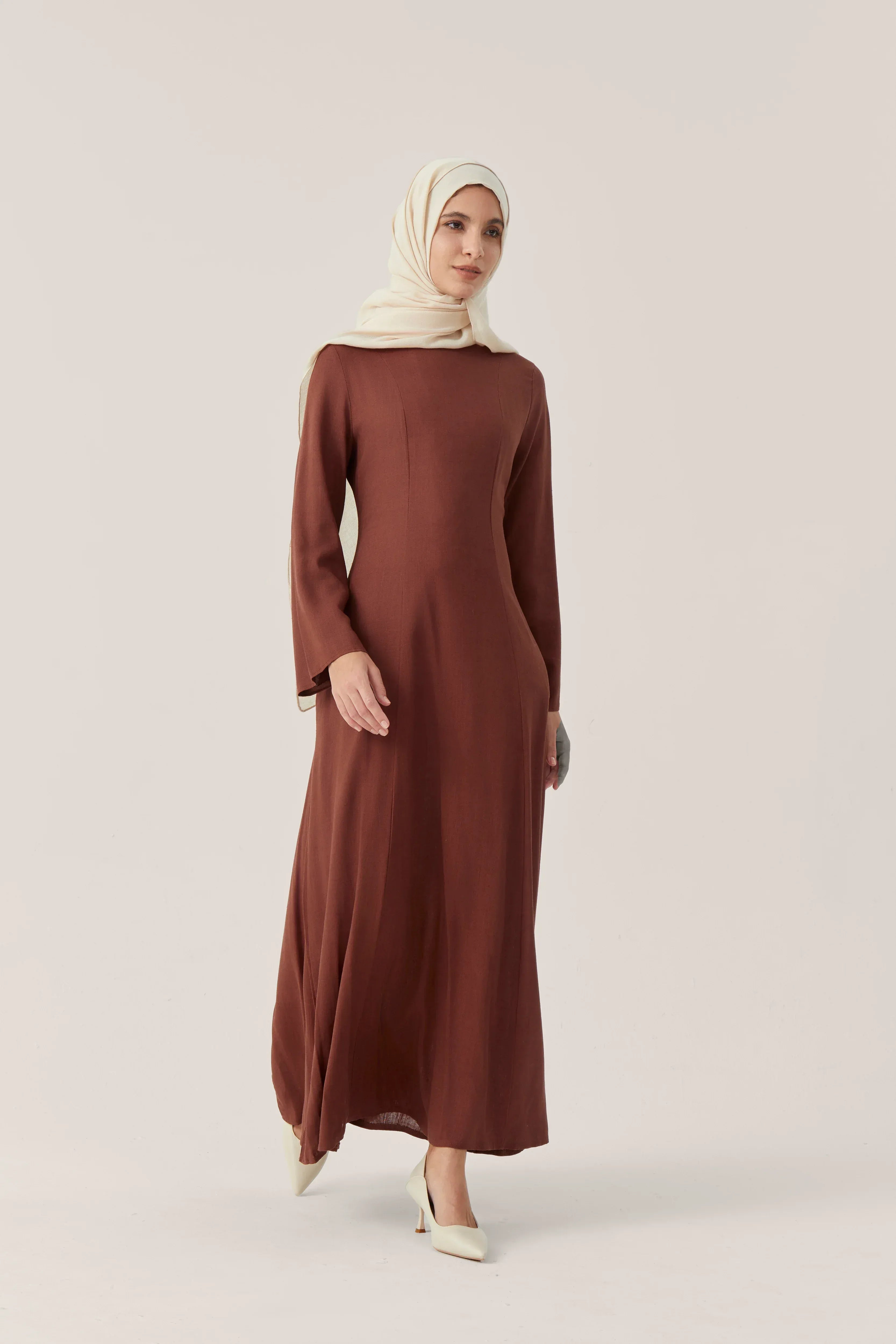Lace-Up Linen Abaya – Linen Modest Dress for Women – Zailarah