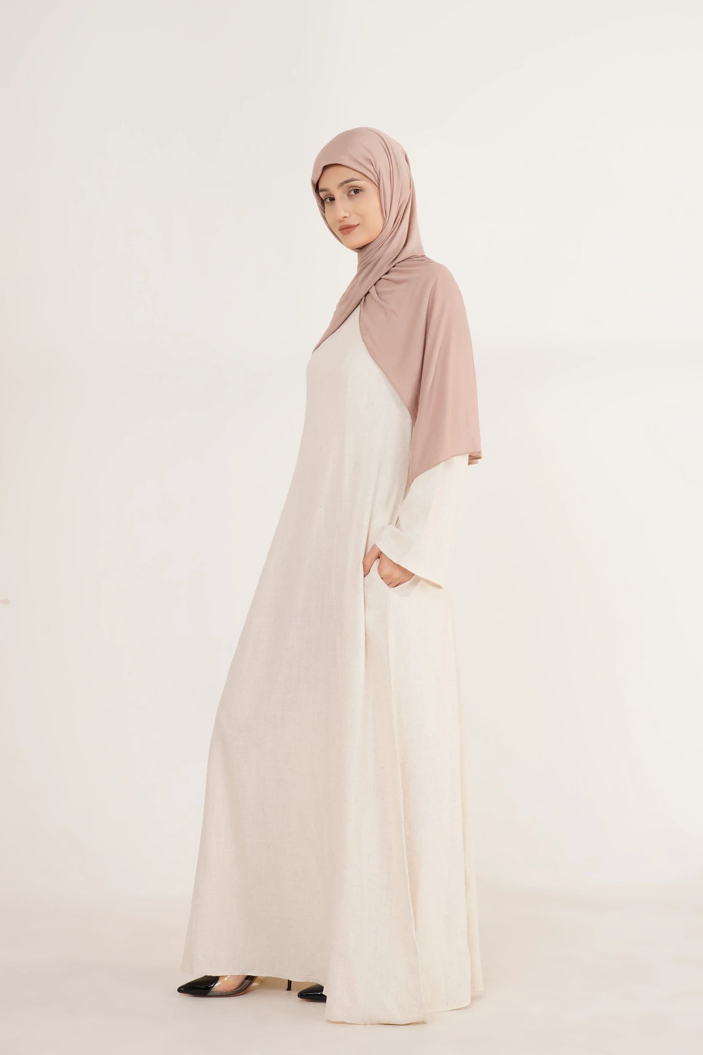 Lace-Up Linen Abaya Linen Modest Dress for Women Zailarah Lace-Up Linen Abaya Linen Modest Dress for Women Zailarah